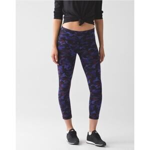 Lululemon Wunder Under 7/8 Leggings Hounds Camo Emperor Purple Black 6